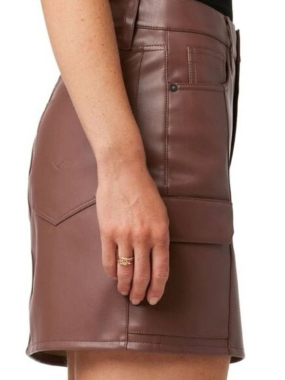 Brown Mini Skirt with Pockets